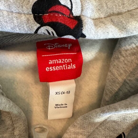 Disney Essentials Girls Size XS Minnie Mouse Grey Fleece Zip Hoodie‎ NWT - Picture 5 of 6